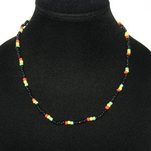 🖤❤️💚 Beaded Rasta Necklace – 19" · Barrel Clasp · Reggae Vibes · Bold Color